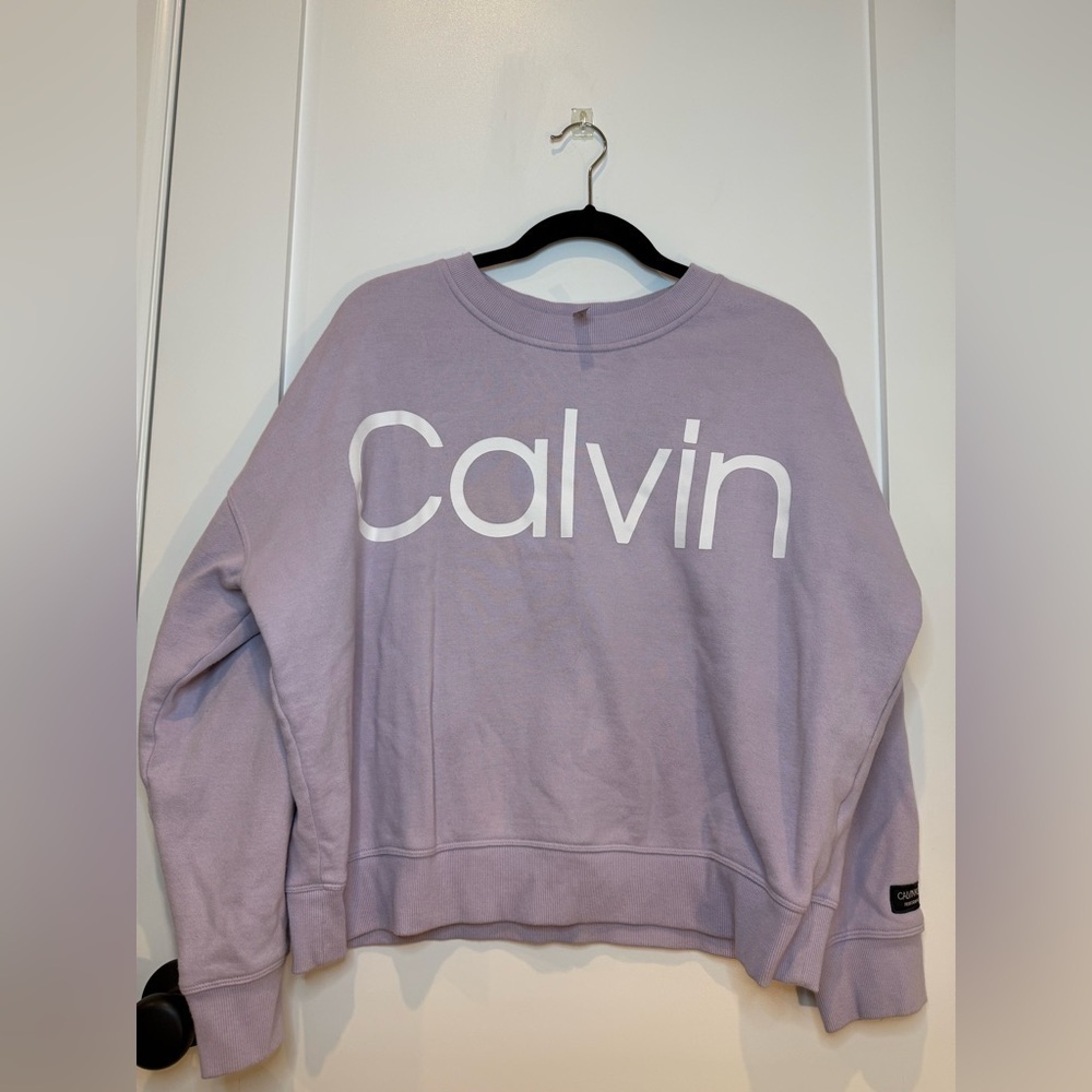 Calvin Klein Women’s Lavender Purple Logo Oversized Crew Neck Sweatshirt Size XL